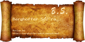 Berghoffer Sára névjegykártya